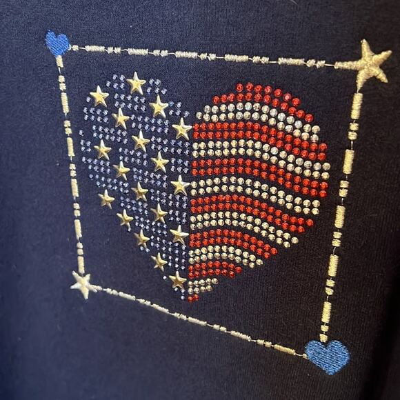 MCCC Sportswear Womens VTG Americana Flag Holiday Sweater PL Patriotic - Picture 4 of 10